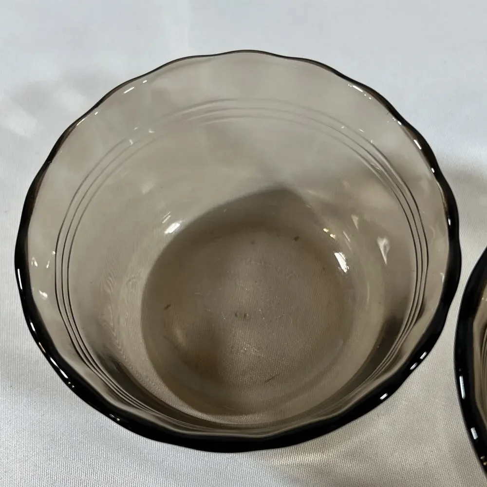Vintage Set of 2 PYREX Smoke Glass Custard Cups Small Bowls 6oz Corning USA #463